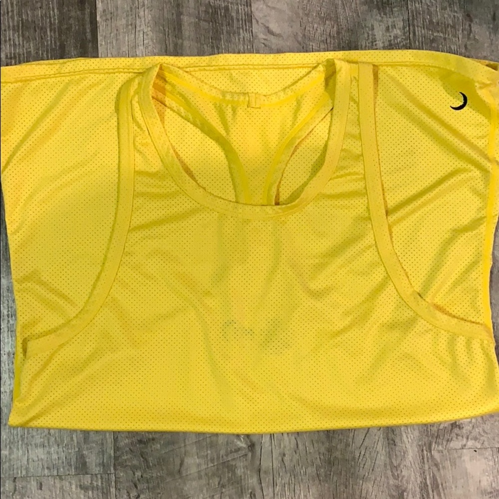 Zyia yellow mesh racer back tank.
